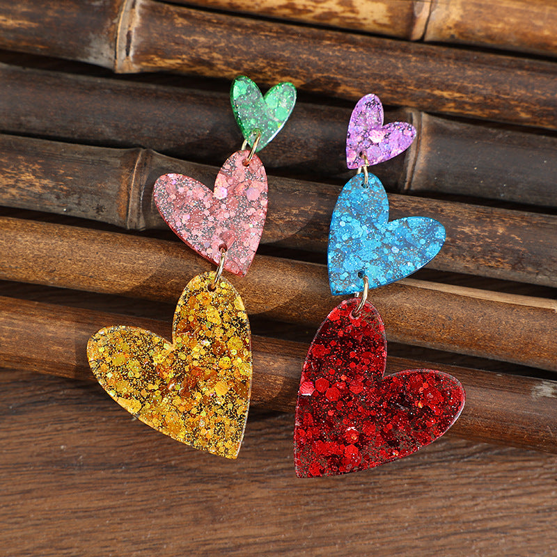 Valentine’s Day Gradient Sequin Heart Earrings