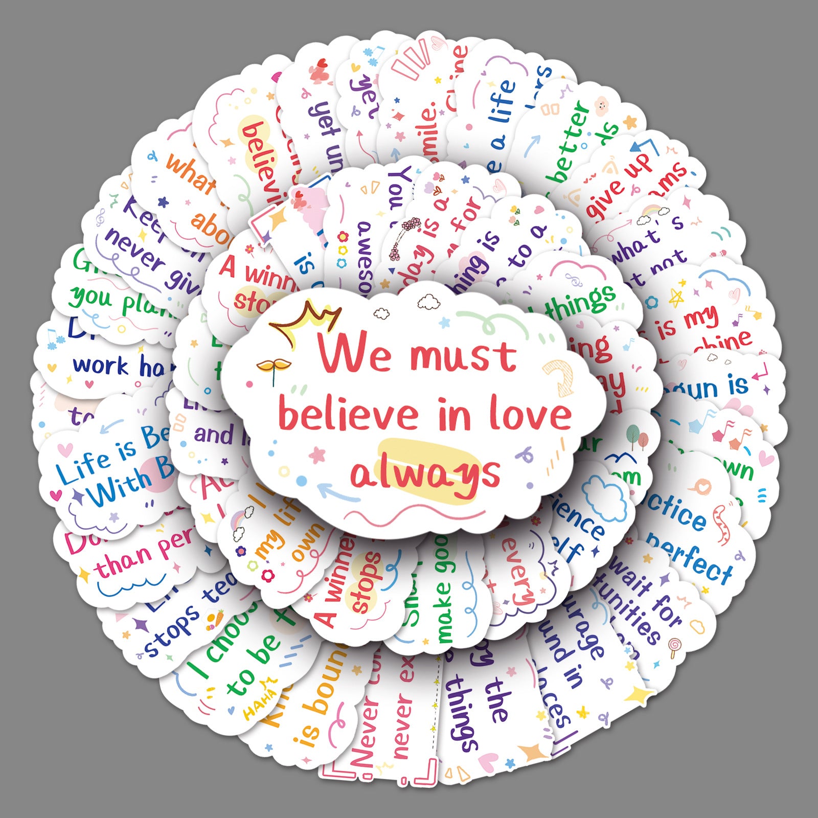 50 Inspirational Short Quotes Graffiti Waterproof Stickers