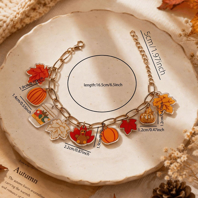 Grateful Turkey Acrylic Charm Bracelet
