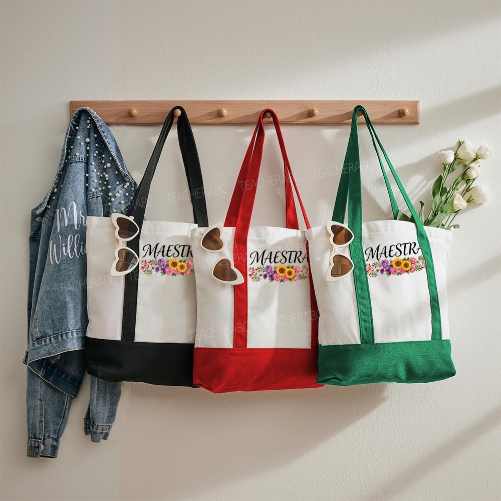 Maestre  Floral   Color-blocked Canvas Bag