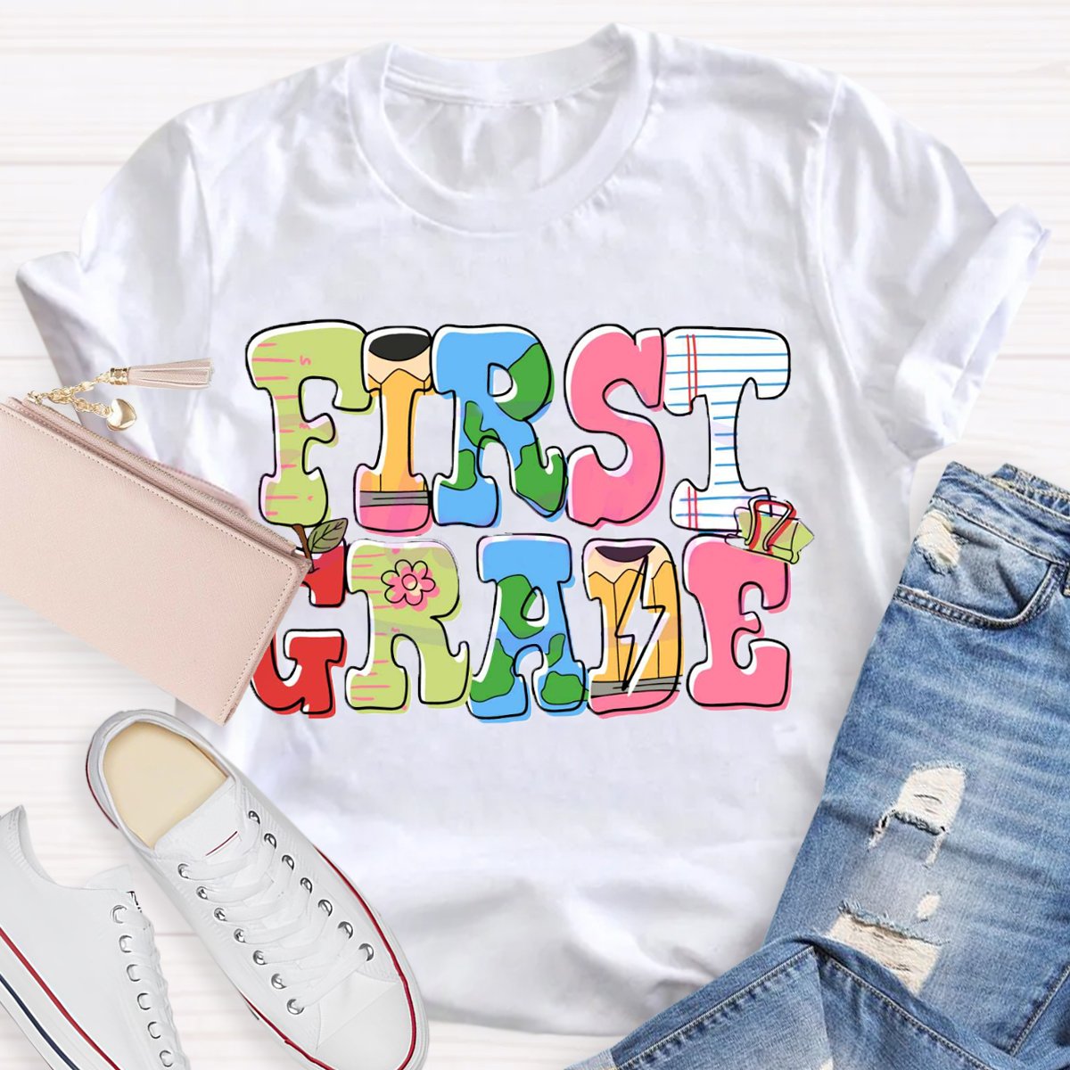 Personalized Grade First Grade Student Back To School T-Shirt