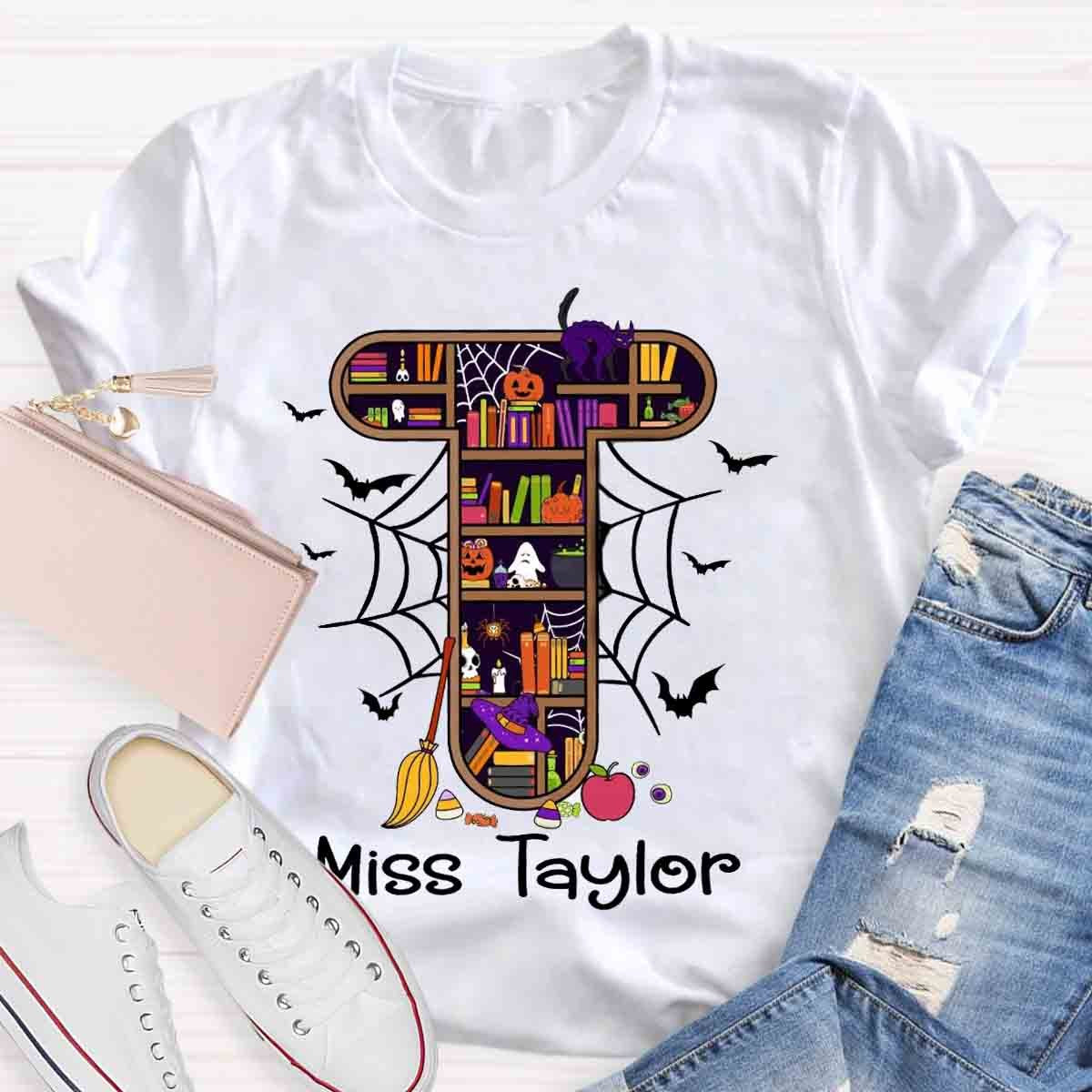 Personalized Name Halloween Spooky Teacher T-Shirt