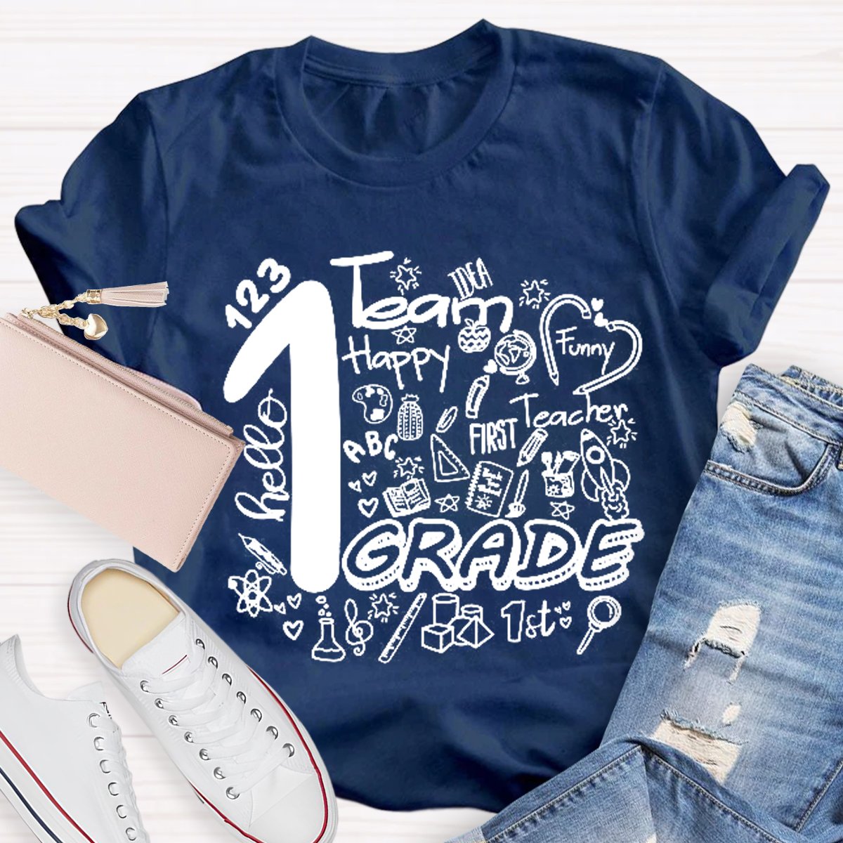 Personalized Grade Hello Team First Grade T-shirt