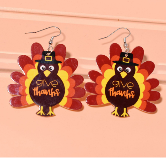 Thanksgiving Turkey Acrylic Earrings