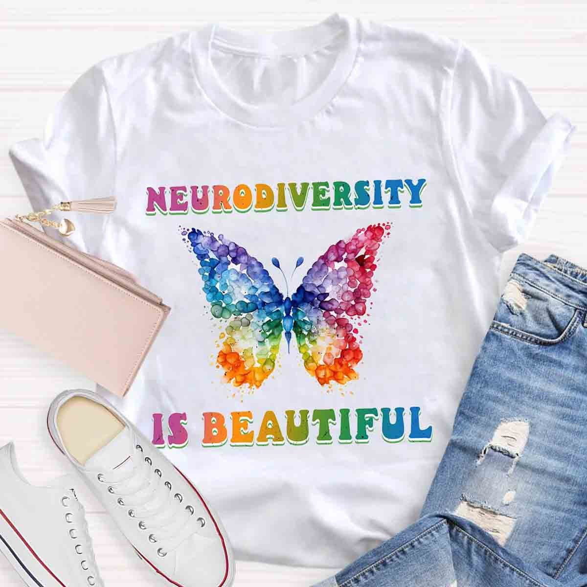 Neurodiversity is Beautiful Butterfly Design Special Ed Teacher T-Shirt