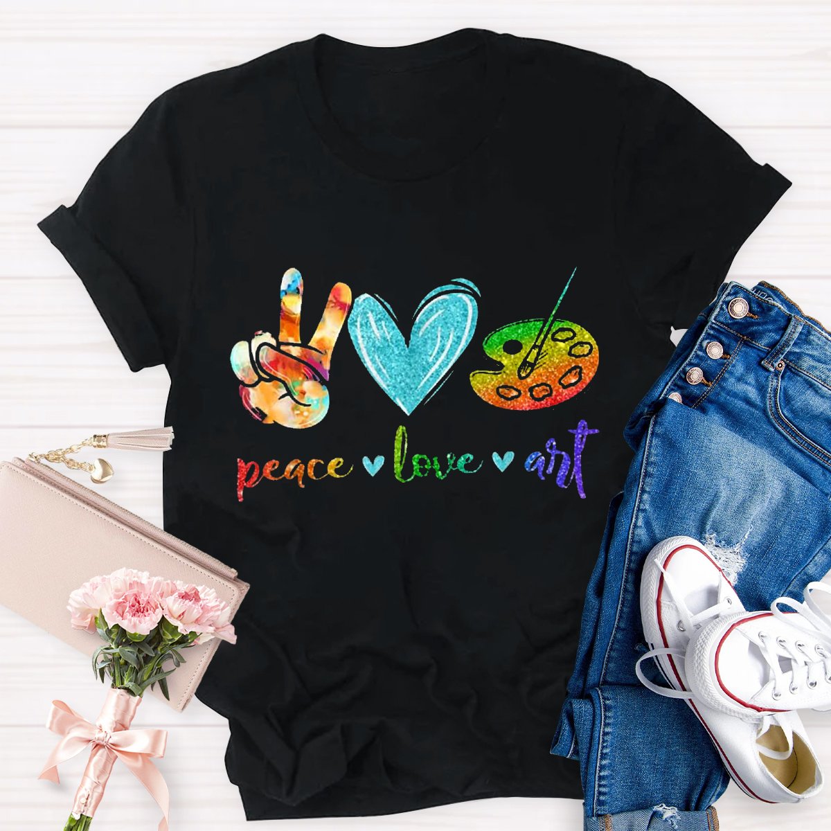 Peace Love Art Teacher T-shirt