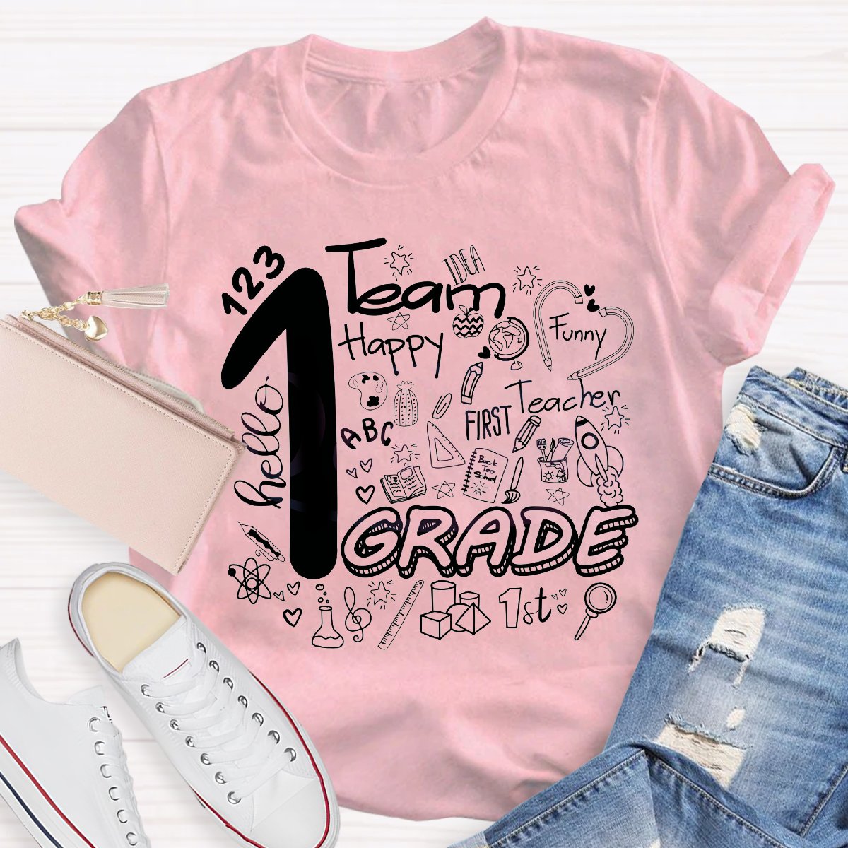Personalized Grade Hello Team First Grade T-shirt