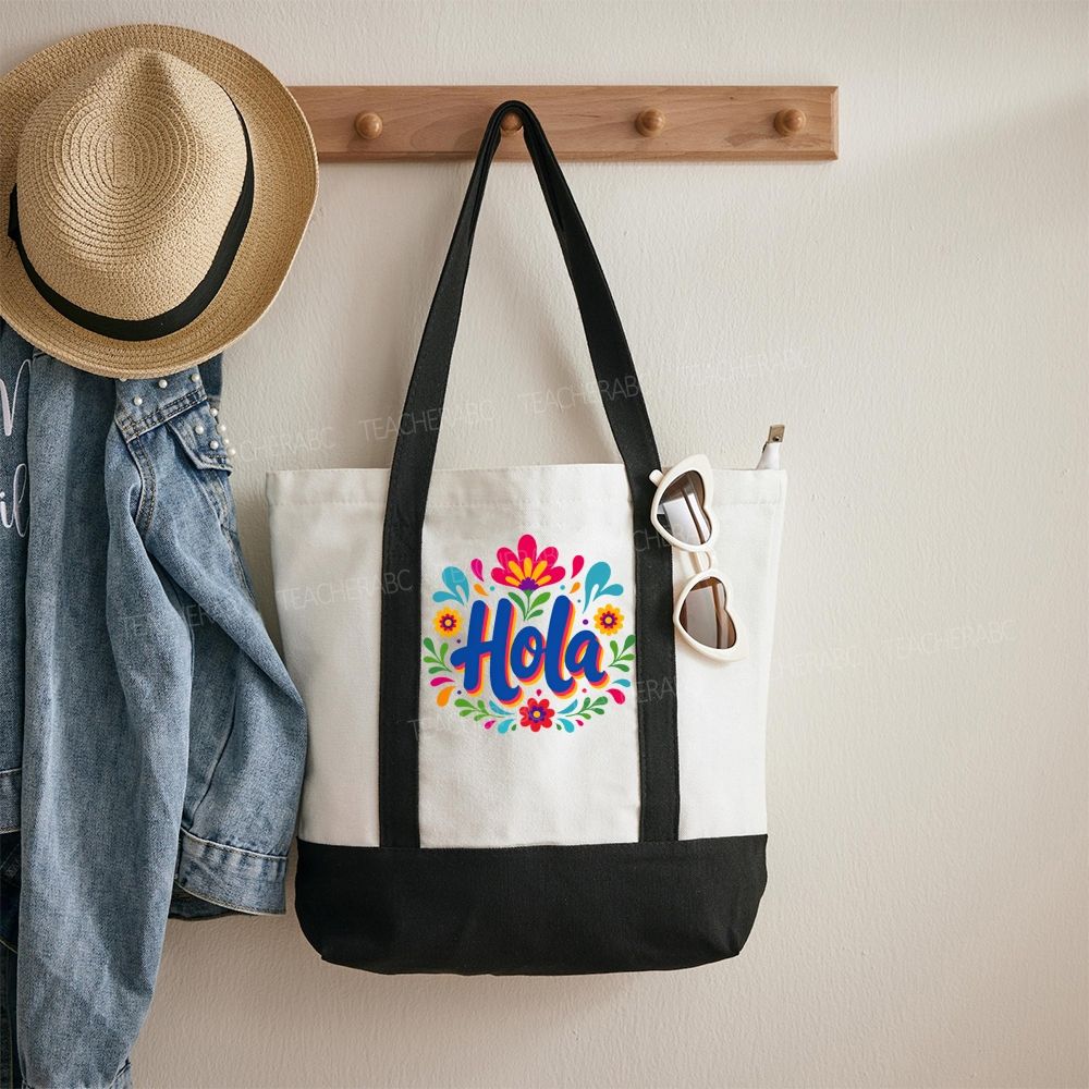 Hola  Color-blocked Canvas Bag