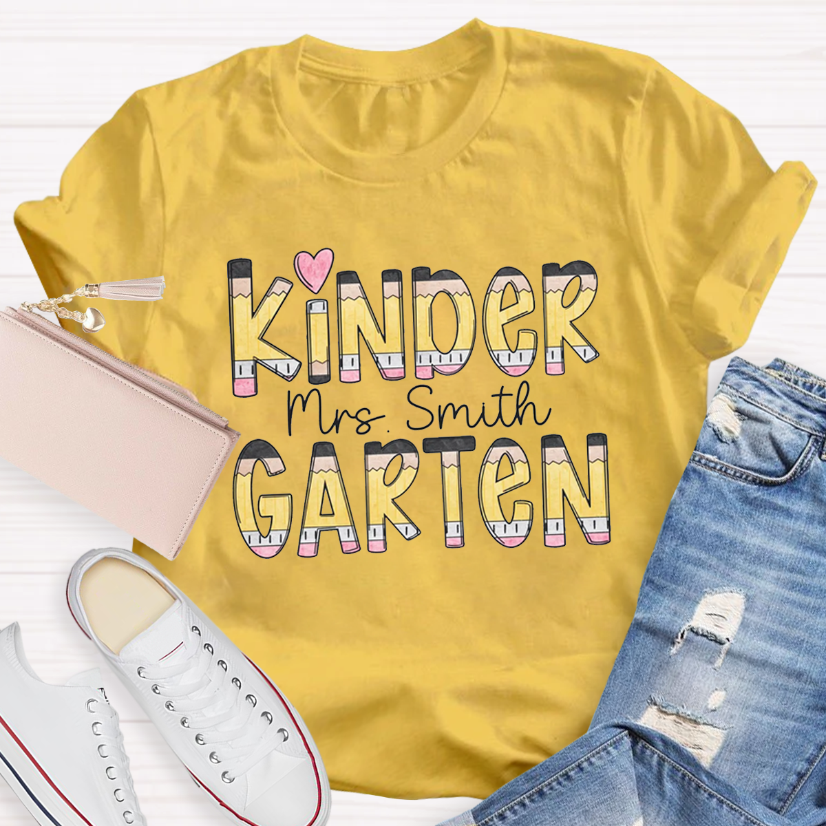 Personalized Grade And Name Teacher Crew T-Shirt