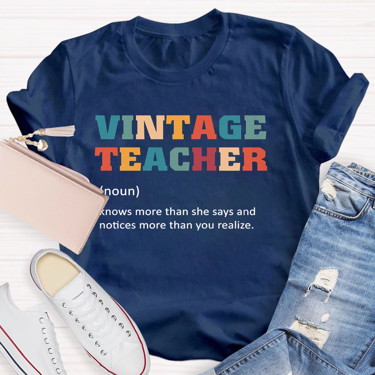 Vintage Teacher Print Graphic T-shirt