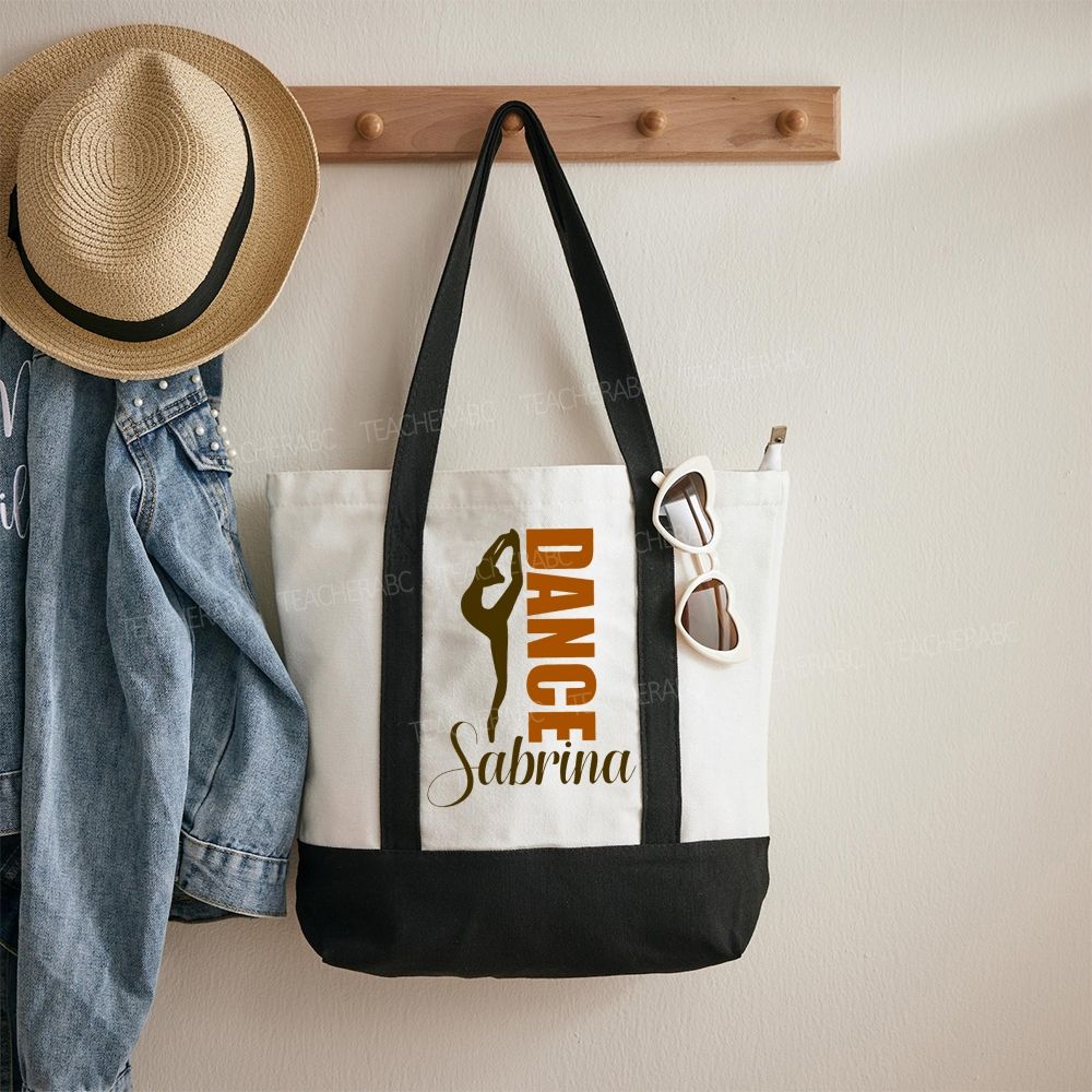 Personalized Name Dance Lover  Color-blocked Canvas Bag