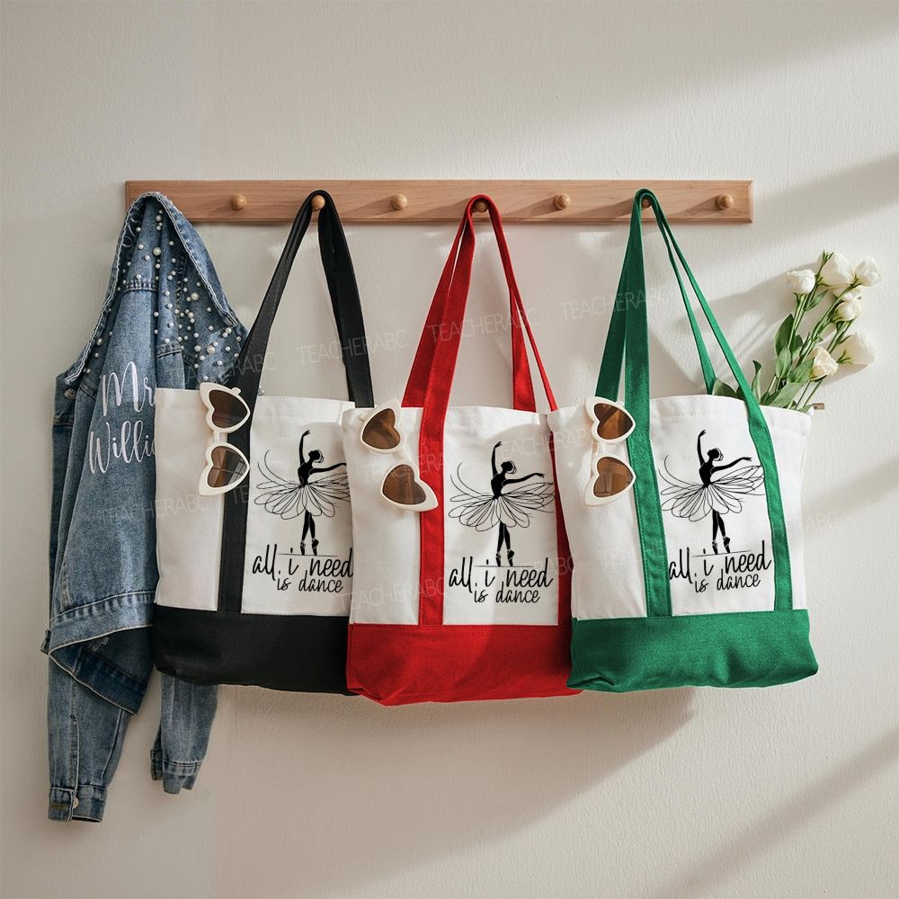 All I Need Is Dance  Color-blocked Canvas Bag