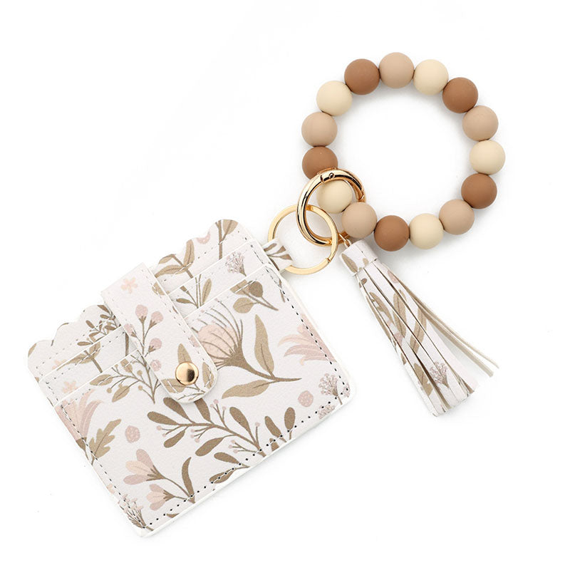 Silicone Bead Bracelet Keychain Printed Card Holder Bow