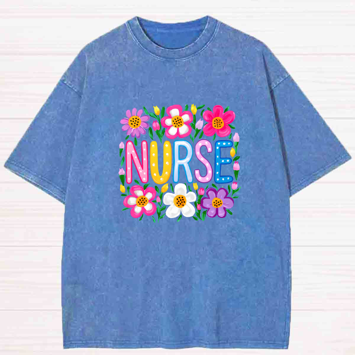 Floral Nurse Washed T-shirt