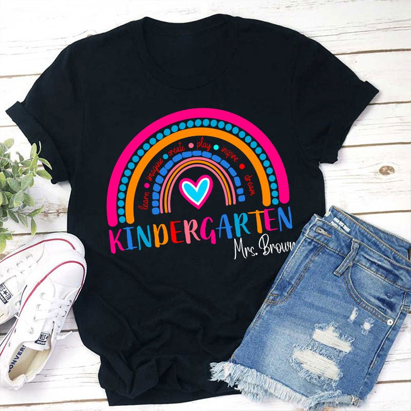 Personalized Grade And Name Learn Imagine Create Inspire Teacher T-Shirt