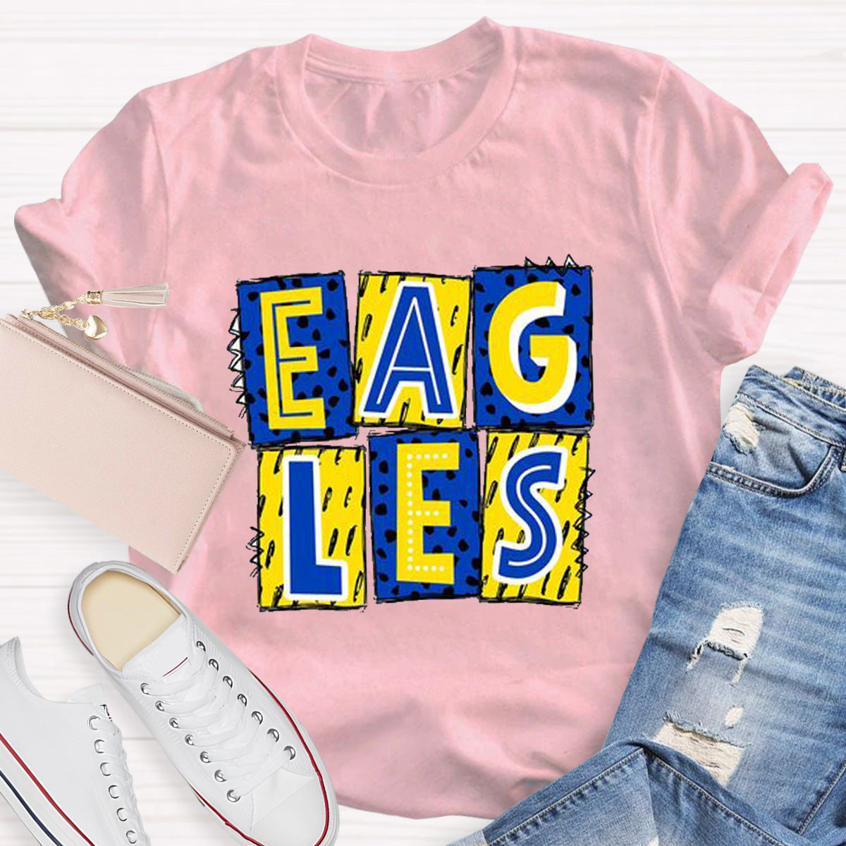 Personalized School Mascot Eagles Teacher T-Shirt