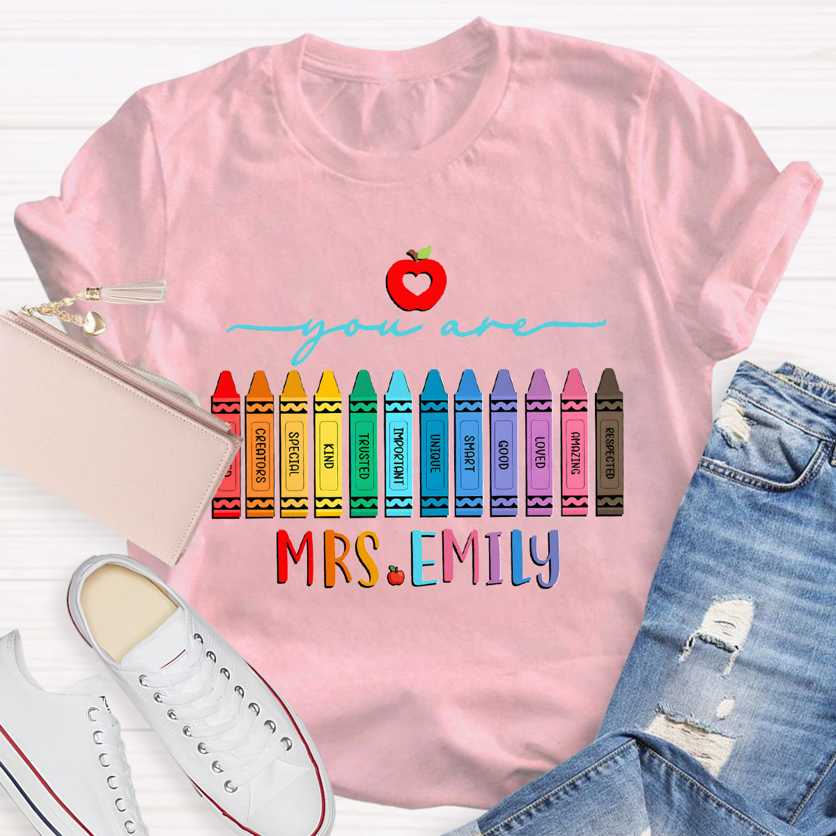 Personalized Name You Are Good Special Crayon Apple T-Shirt