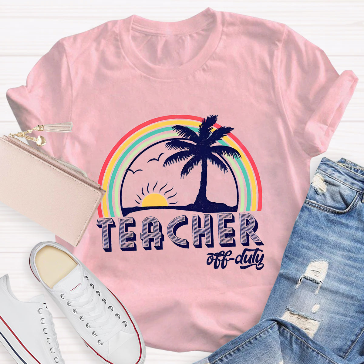 Teacher Of Duty Rainbow Sunshine T-Shirt