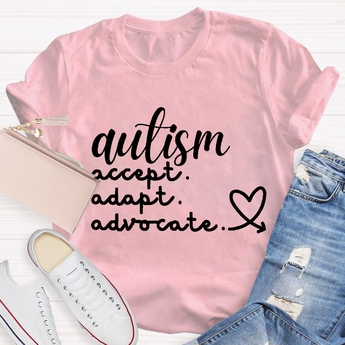 Autism Accept  Adapt Advocate Teacher T-Shirt