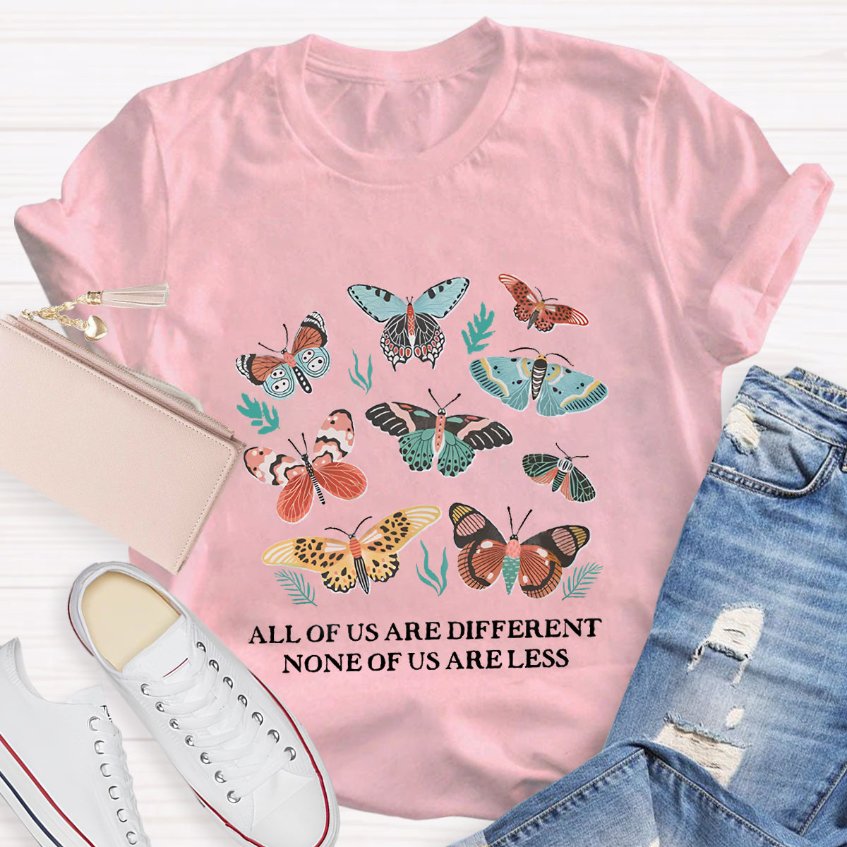 All Of Us Are Different None Of Us Are Less Butterfly T-Shirt
