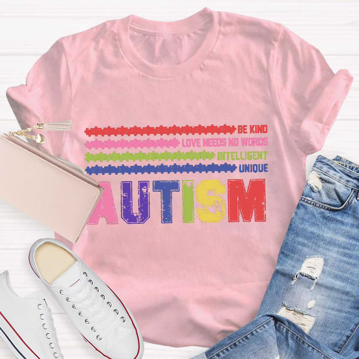 Autism Be Kind Love Need No Worlds Intelligent Unique  T-Shirt