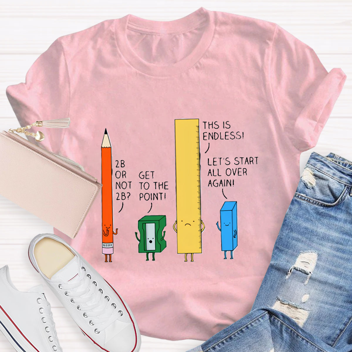 Cute Confused Pencil Pun Teacher T-Shirt