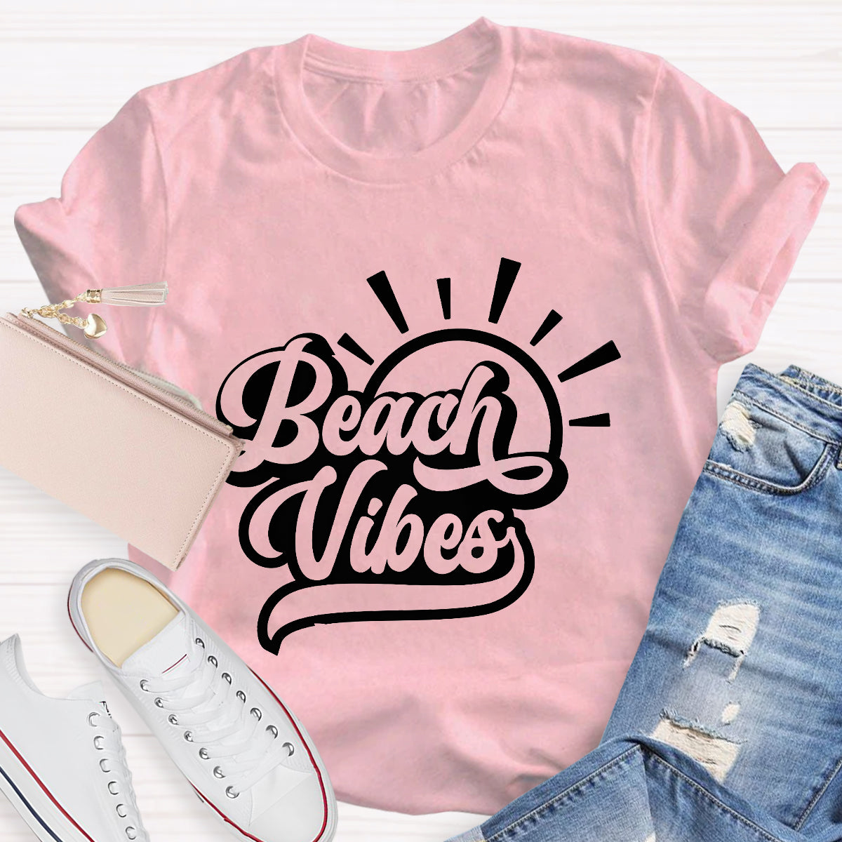 Beach Vibes Summer Break Teacher T-Shirt