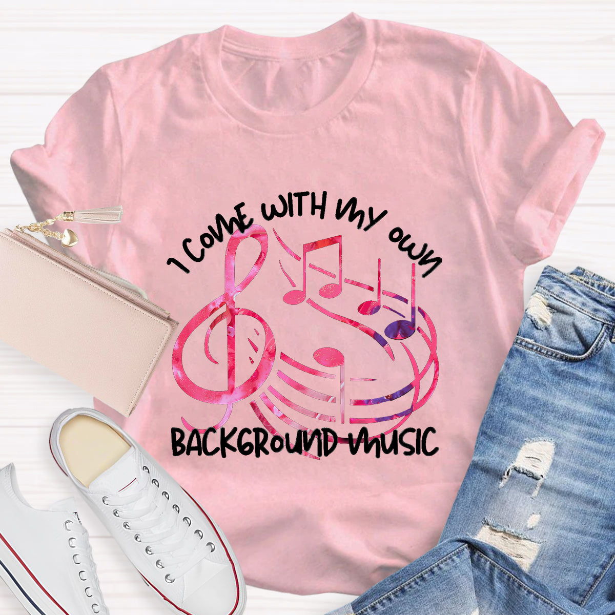 I Come With My own Background Music Teacher T-Shirt