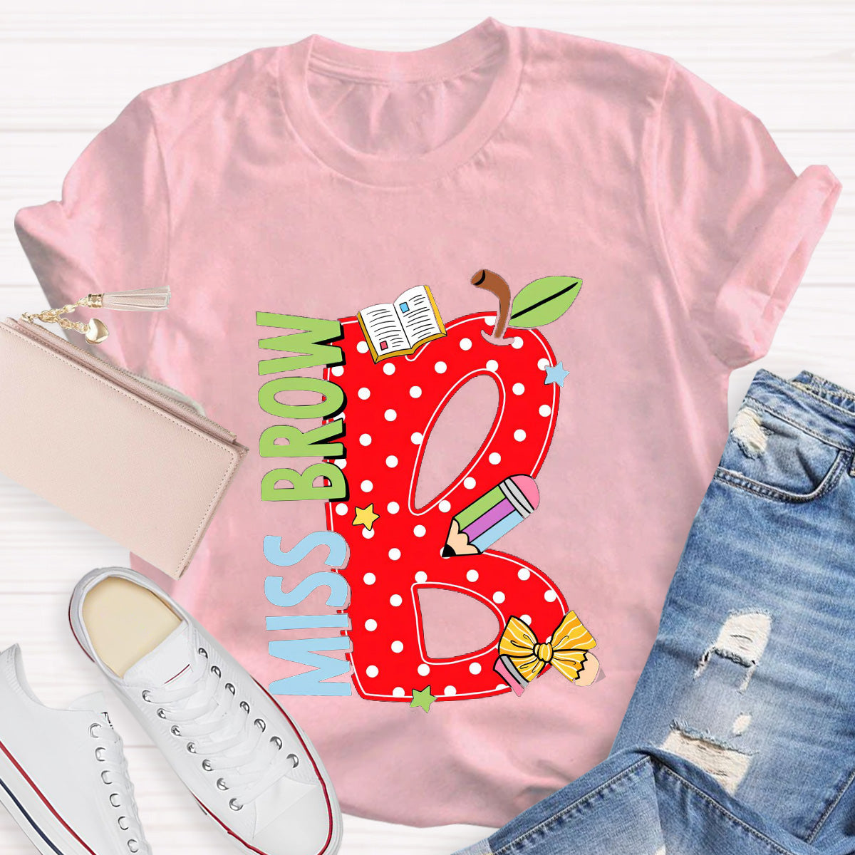 Personalized Name Book Teacher T-Shirt