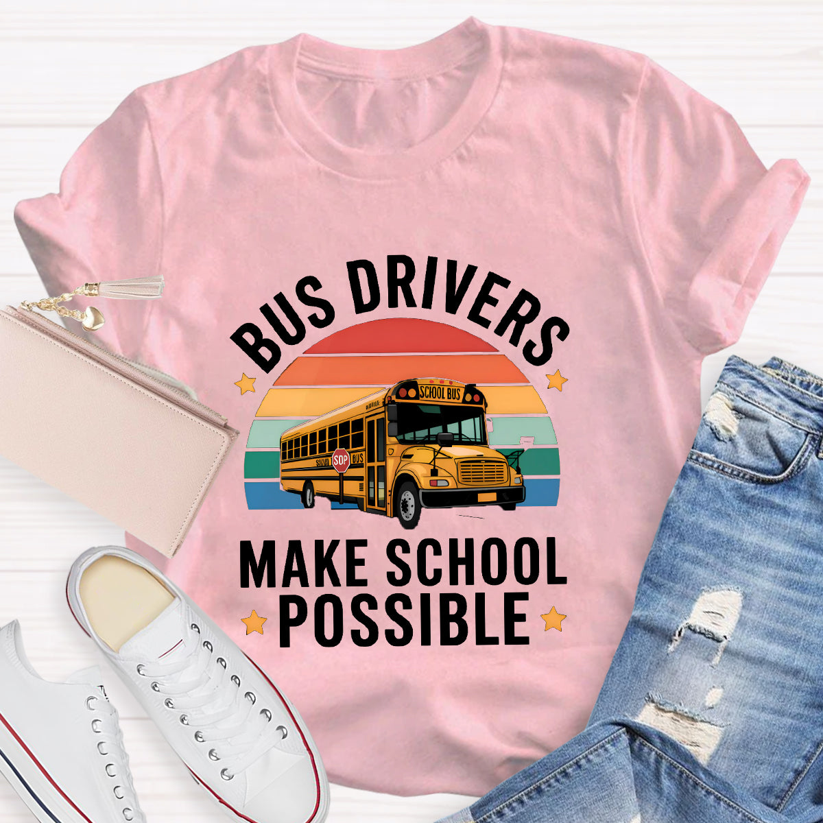 Bus Drivers Make School Possible Teacher T-Shirt