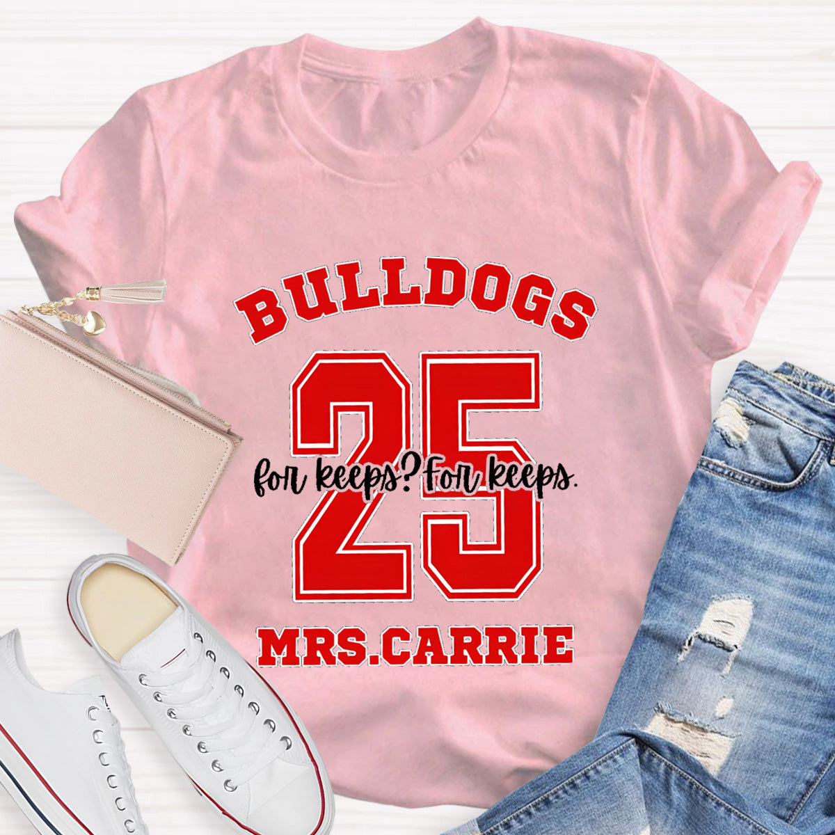 Personalized Name Mascot And Number Teacher T-Shirt