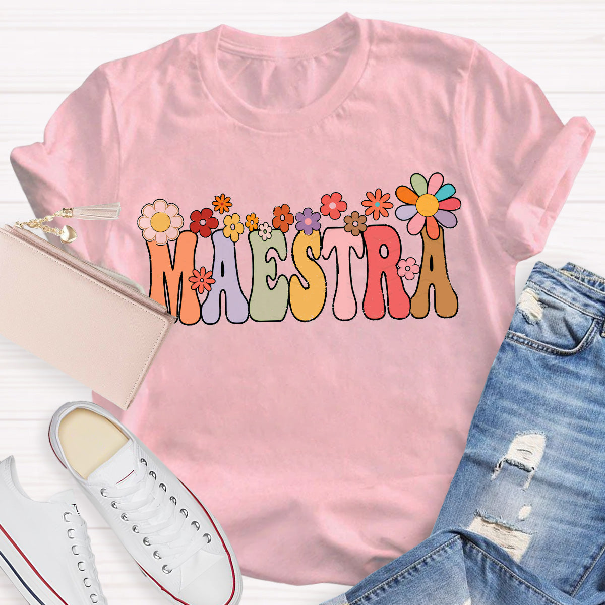 Maestra Flower Teacher T-Shirt