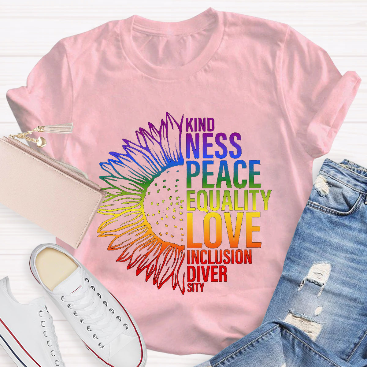 Kind Peace Love Teacher T-Shirt
