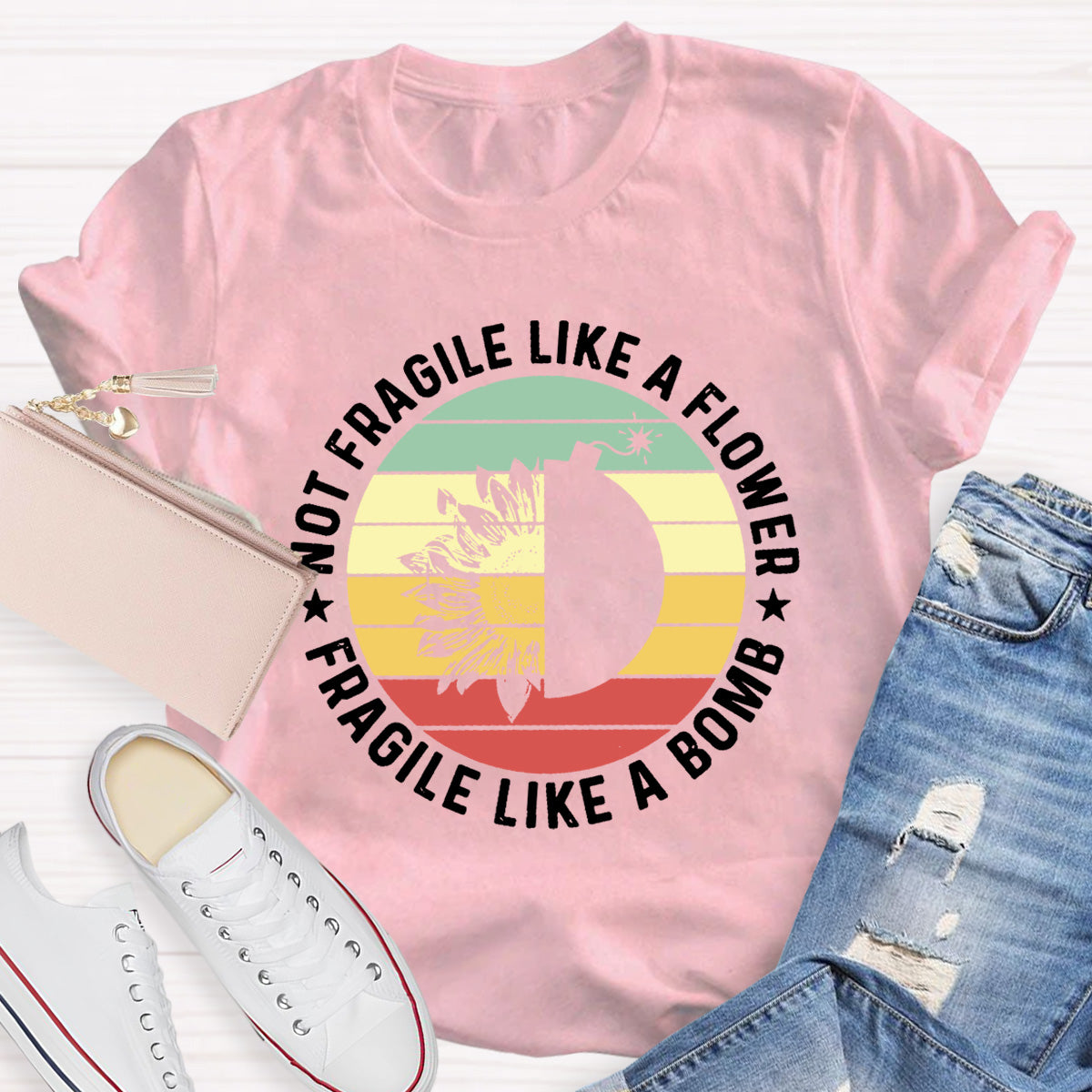 Fragile Like A Bomb Girl Power Teacher T-Shirt