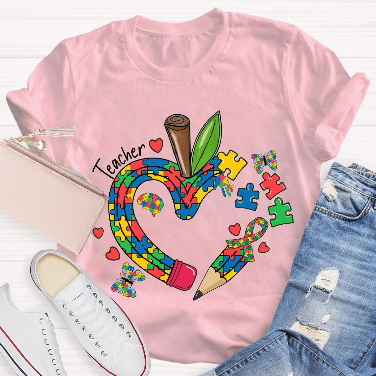 Teacher Apple Pencil Teacher T-Shirt