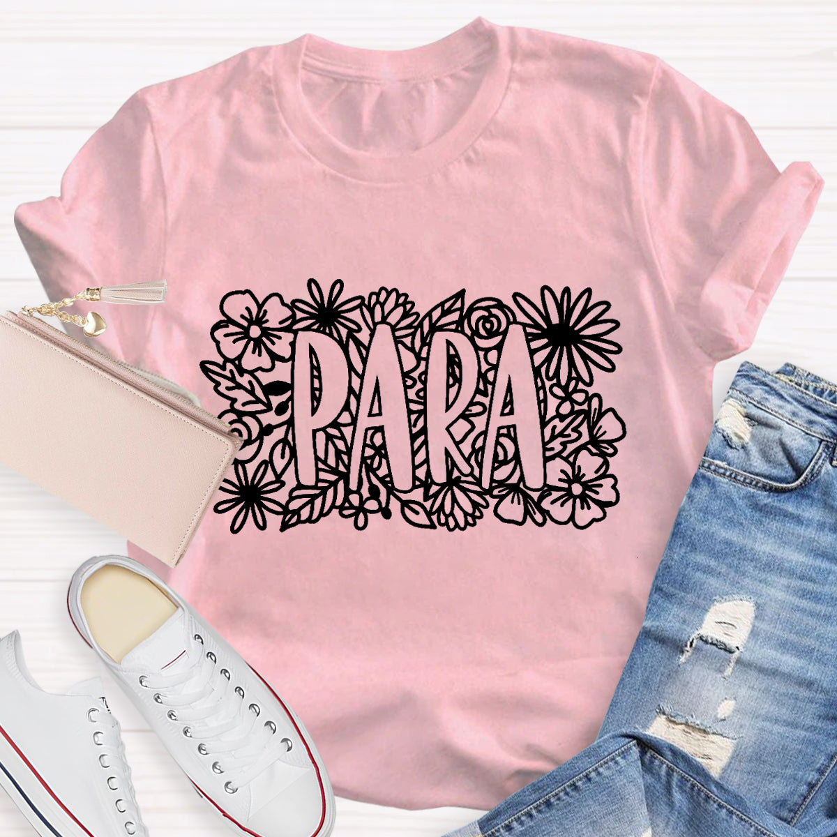 Floral Para Teacher T-Shirt