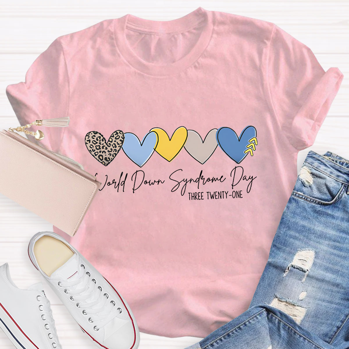 World Down Syndrome Day Leopard Heart T-Shirt