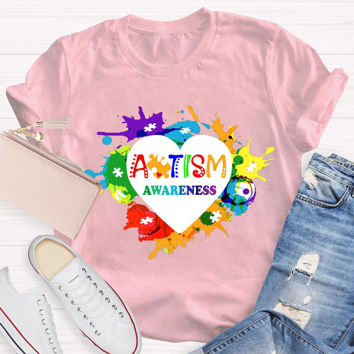 Awareness Colorful Teacher T-Shirt