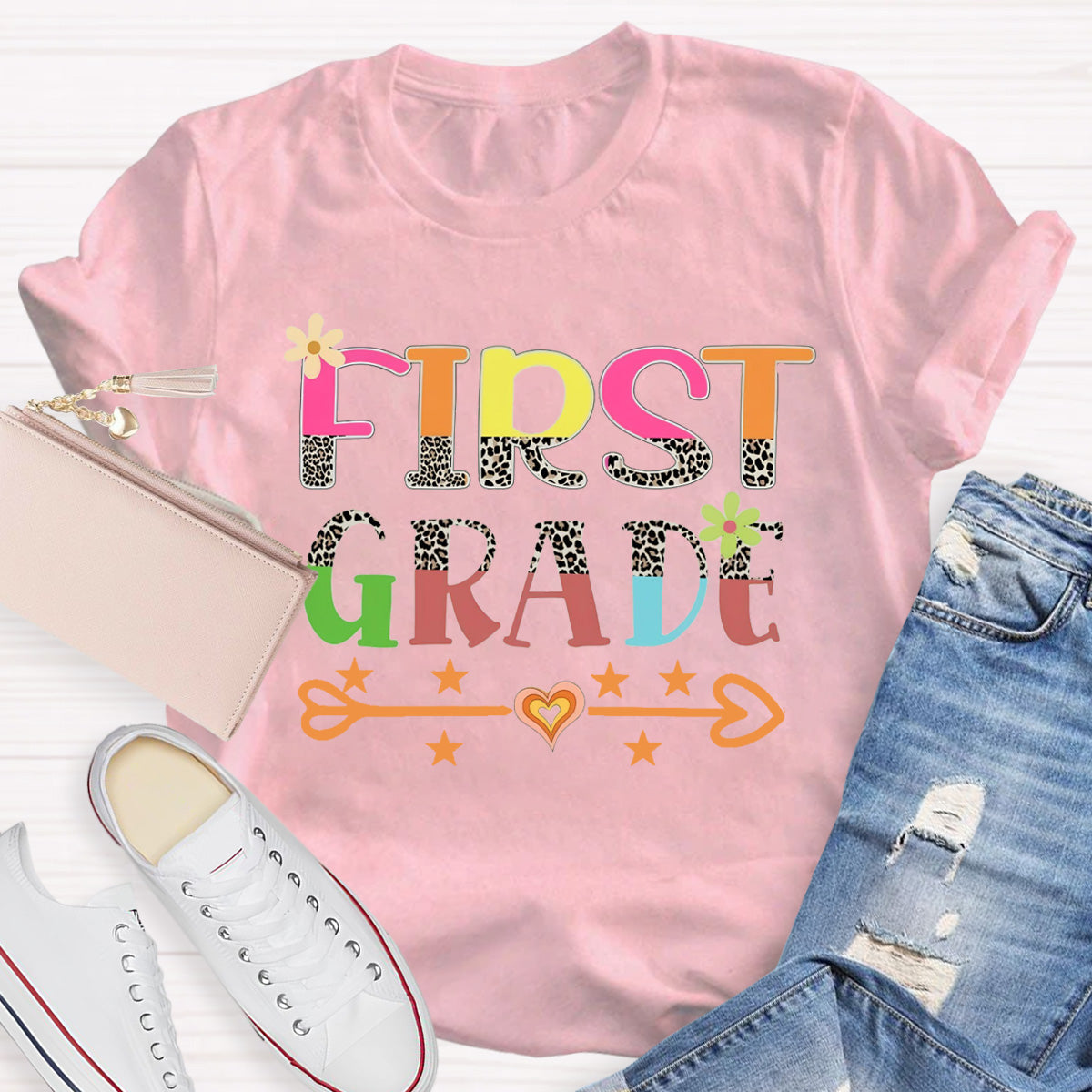 Personalized Grade Love Star Teacher T-Shirt