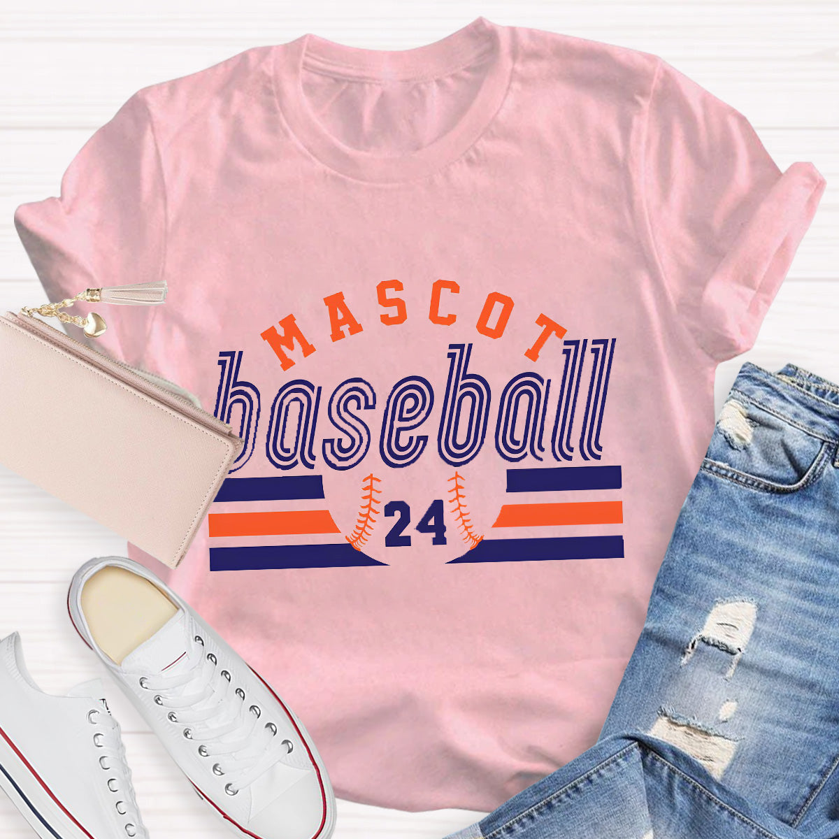 Personalized Mascot And Number Baseball Game T-Shirt