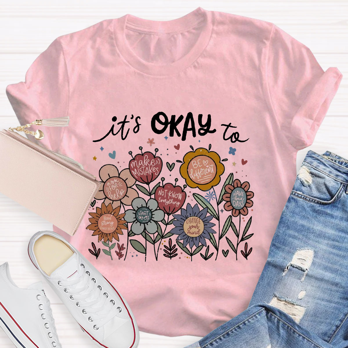 It's Okay To Not Know Everything Flower Teacher T-Shirt