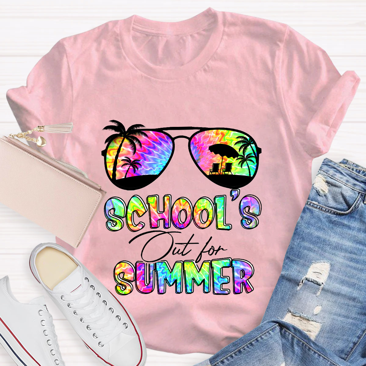 School's Out For Summer Colorful Beach Happy Summer T-Shirt