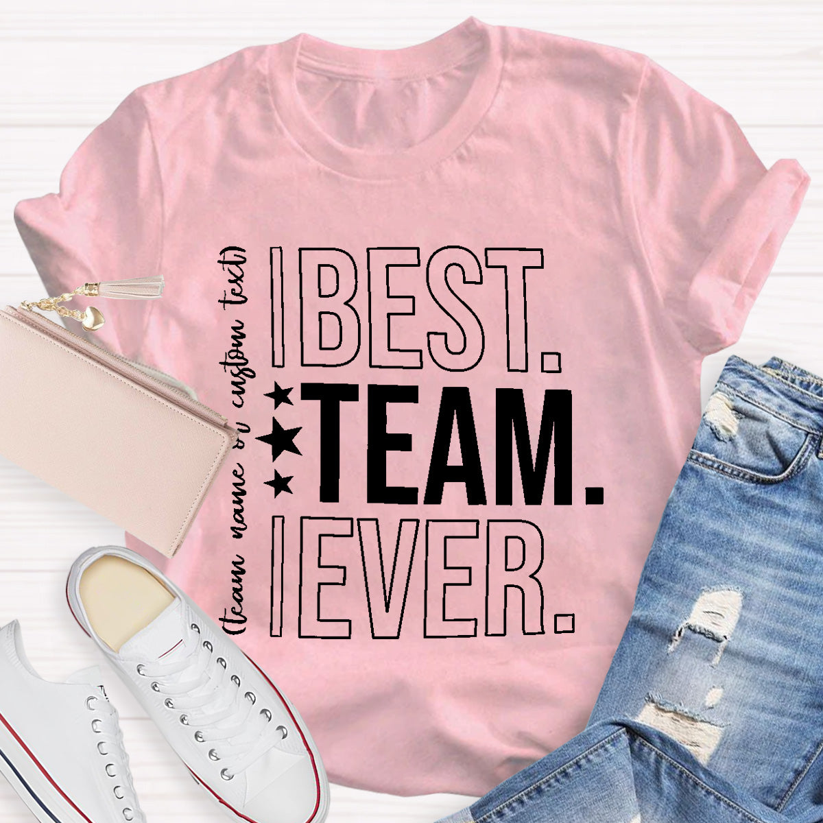 Personalized Best Team Ever Star Printed T-Shirt