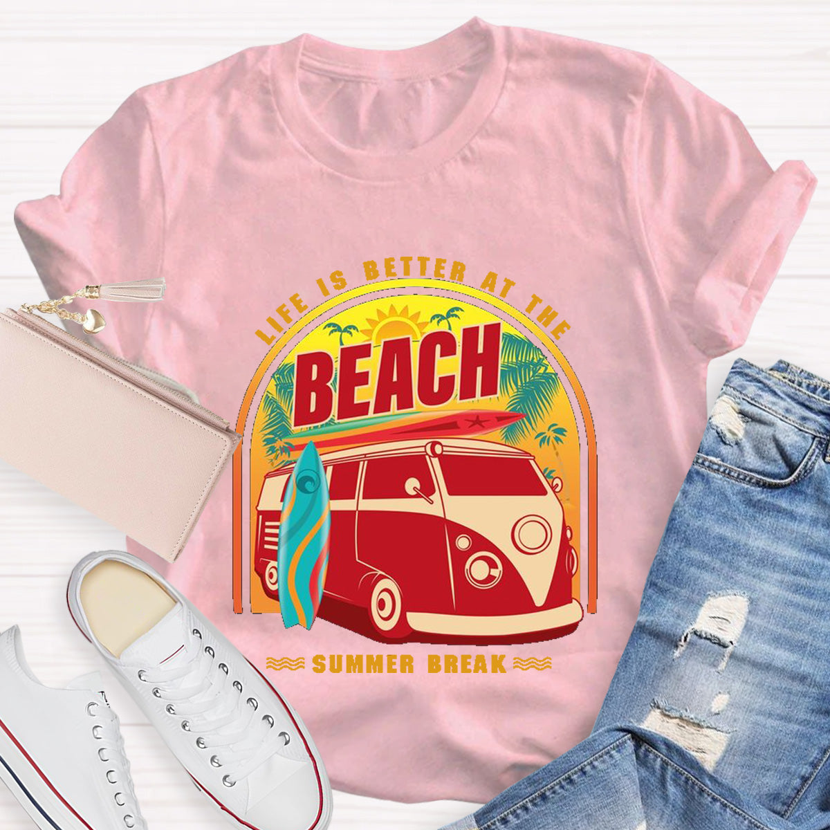 Life Is Better At The Beach Teacher T-Shirt