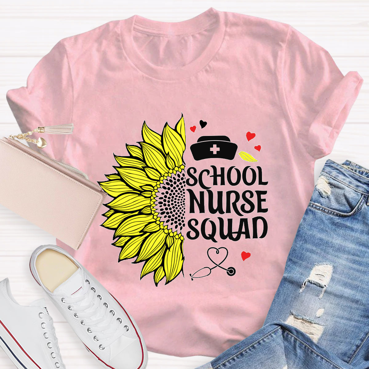 School Nurse Squad Sunflower T-Shirt