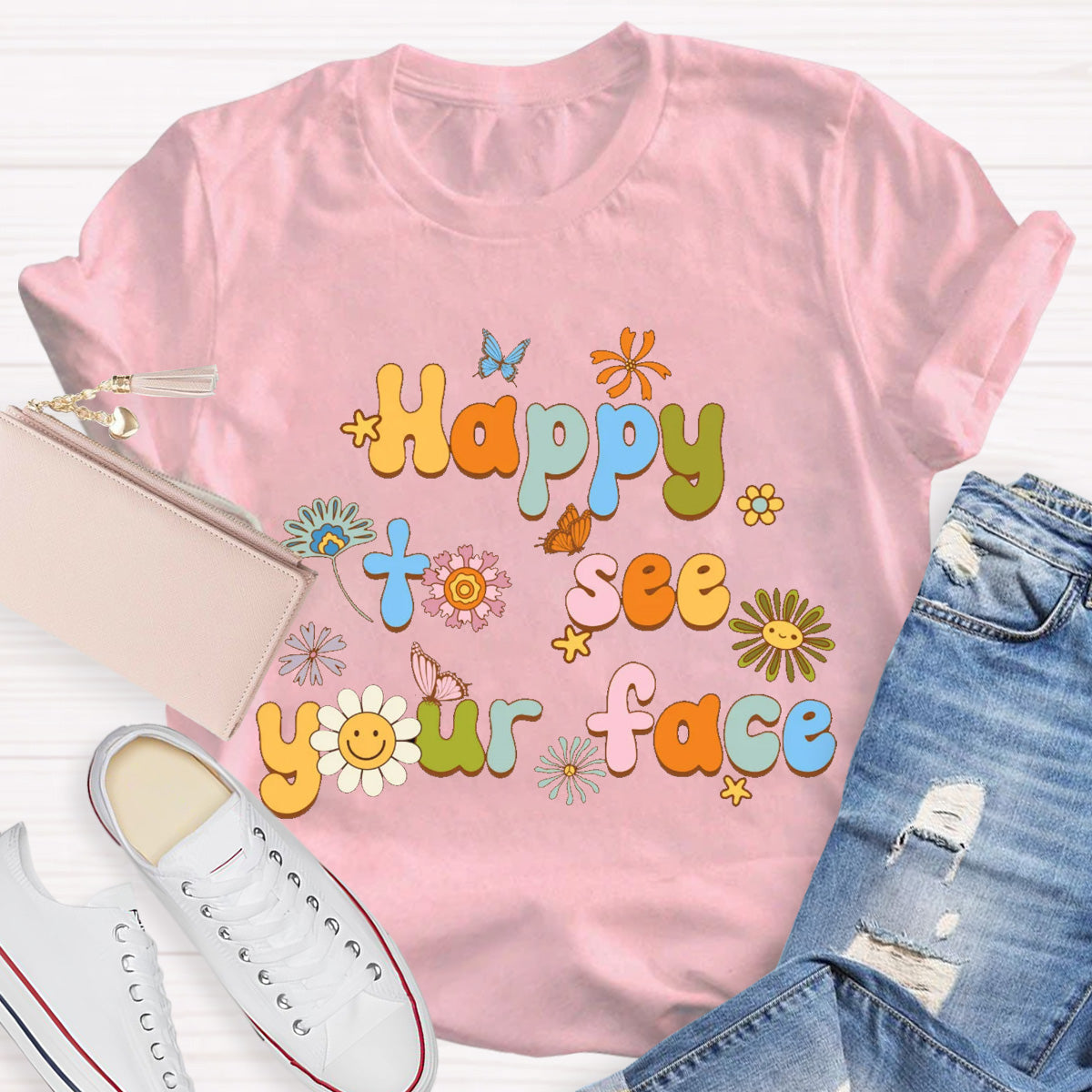 Happy To See Your Face Back To School Floral T-Shirt