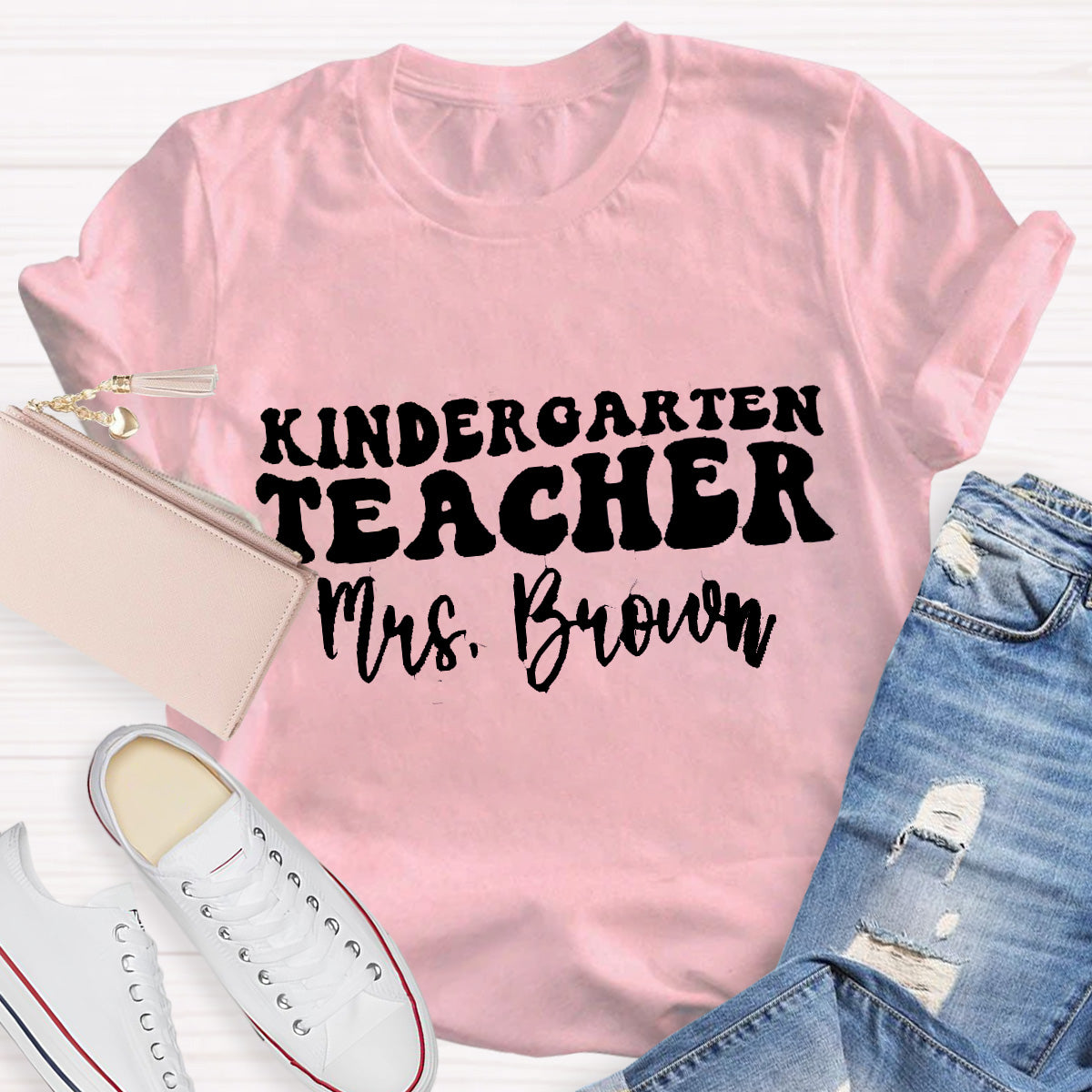 Personalized Name Kindergarten Teacher T-Shirt