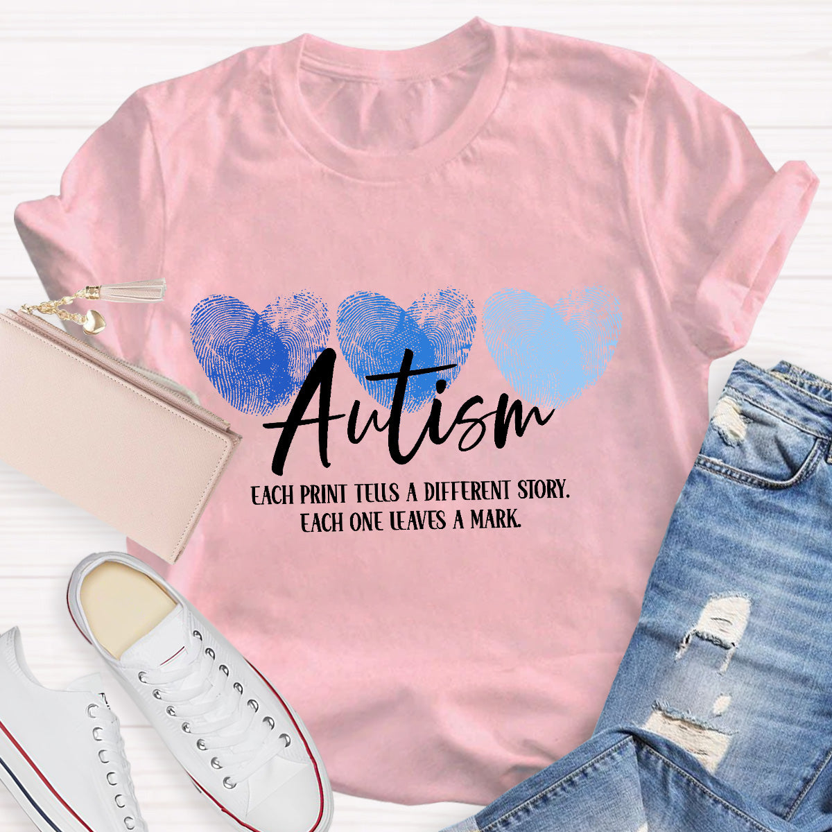 Autism Each One Leaves A Mark Teacher T-Shirt