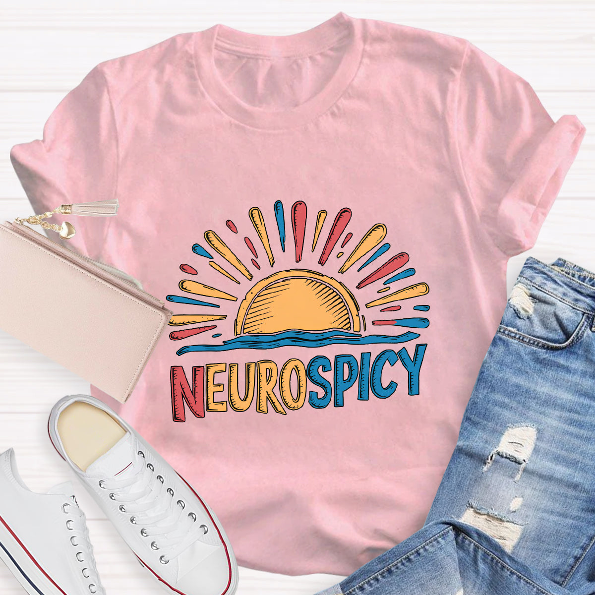 Rainbow Positive Autism Teacher T-Shirt