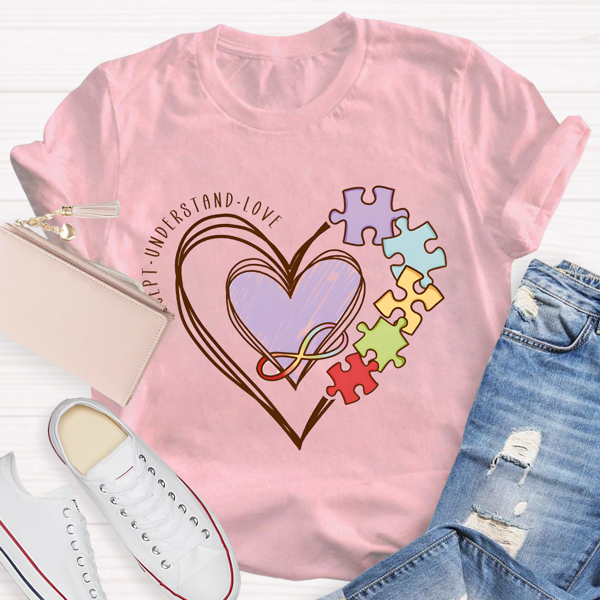 Accept Understand Love Puzzle Teacher T-Shirt